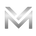 Metallic 'M' logo on a white background